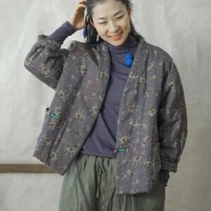 ohnature Vintage Print Floral Cotton quilted Parkas